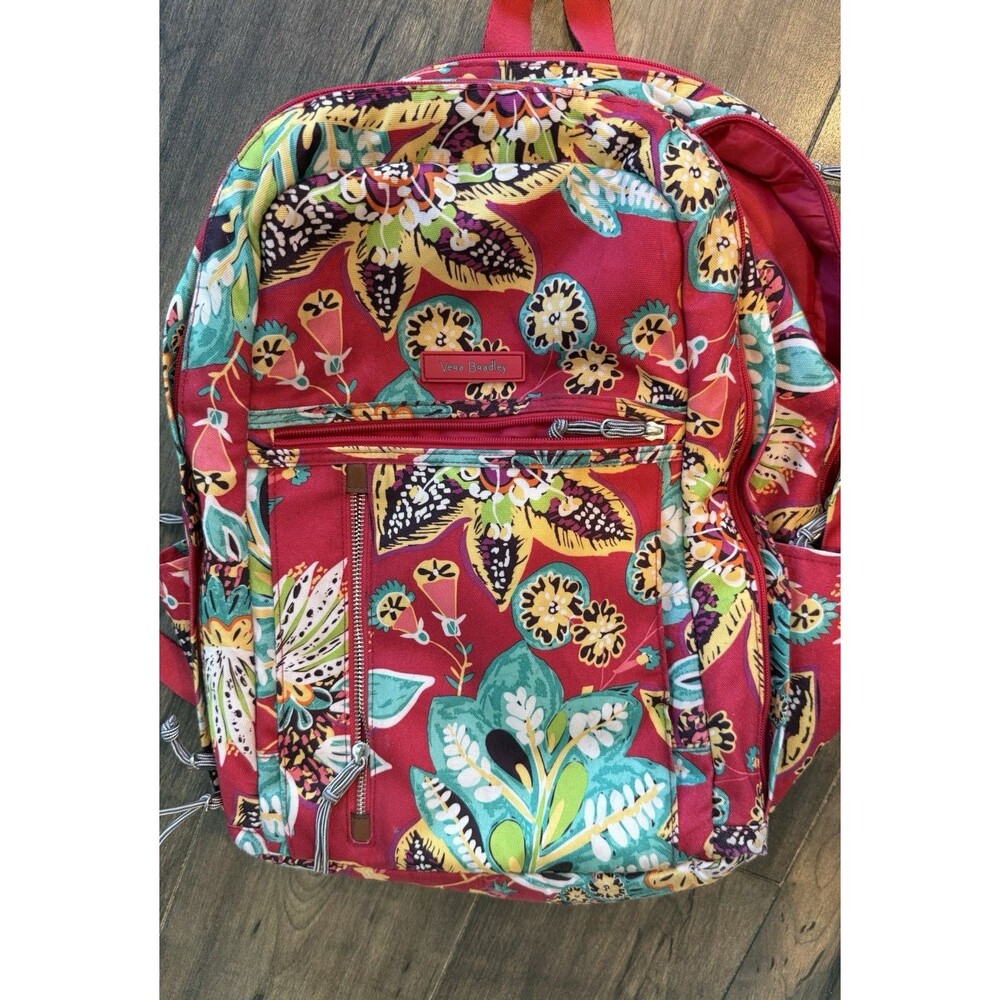 Vera Bradley Essential MEDIUM Backpack Red Floral “Rumba”